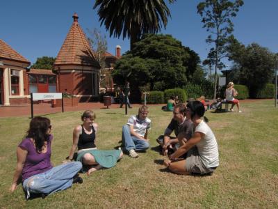 Students relax at the Fairfield Campus. Photo credit: Melbourne Polytechnic